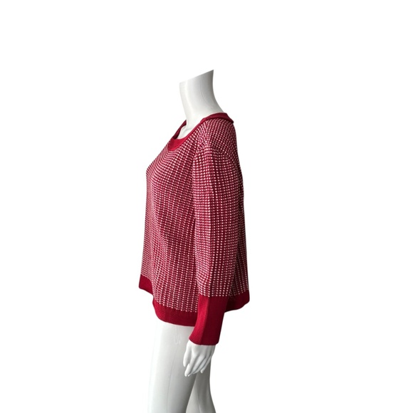 St. John Red & White Knit Knit Sweater Size XL - Picture 2 of 6